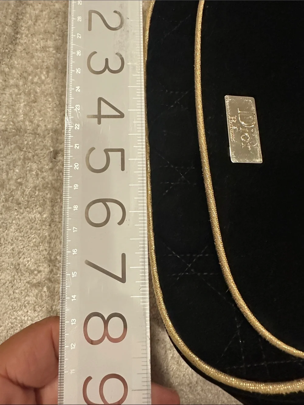 Dior Black Velvet Cosmetic Clutch with Gold Trim